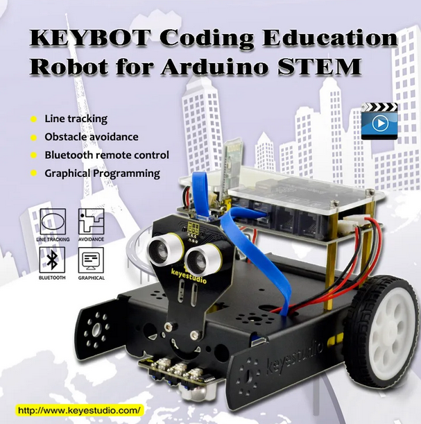 Keyestudio KEYBOT Programmable Education Robot Car Kit + User Manual For Arduino Graphical Programming
