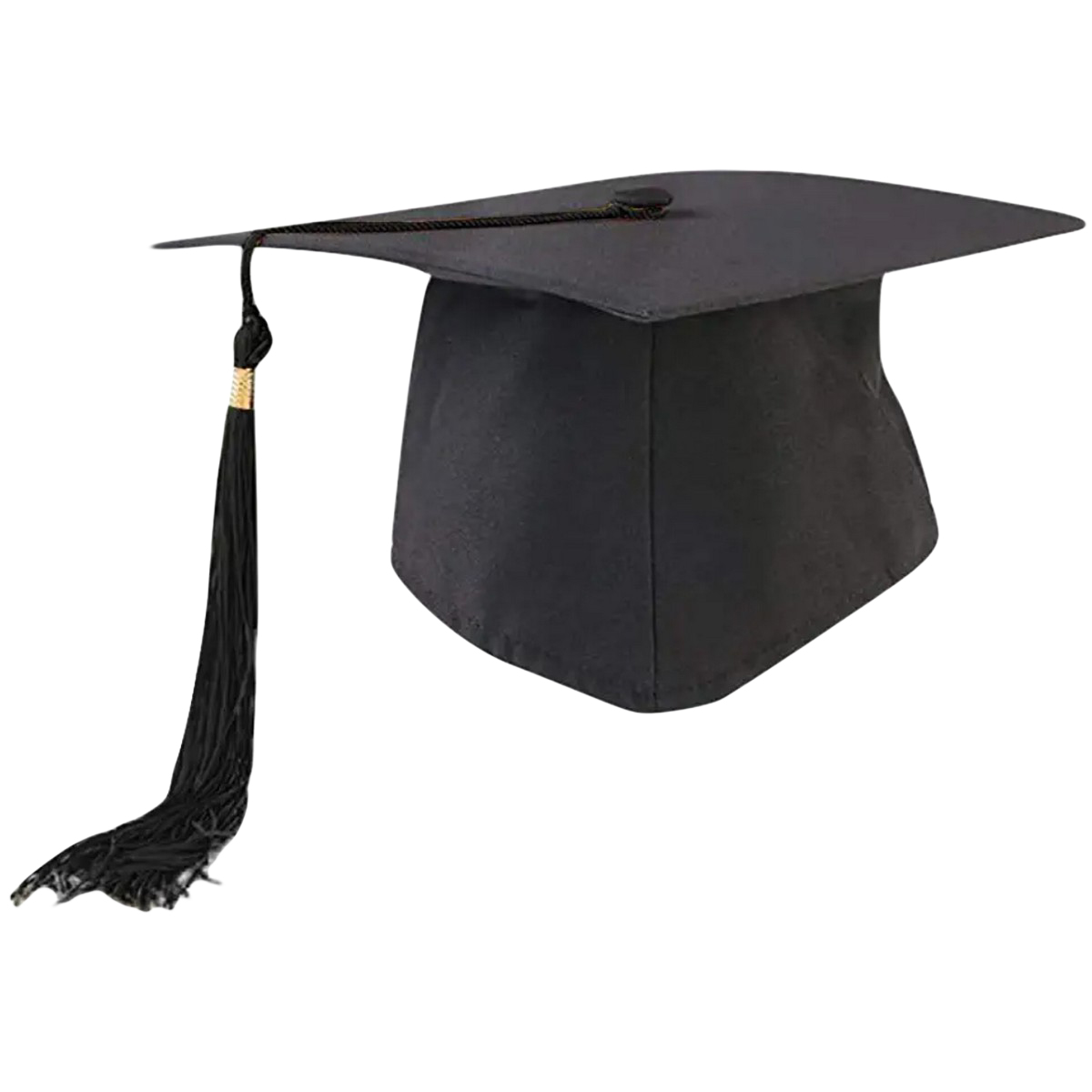 Black Graduation Cap with Yellow Tassel - Customizable for College & University