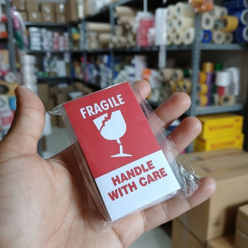 Fragile label Stickers | 100 Stickers | Handle with care | Small and Big size available | Solid Packages