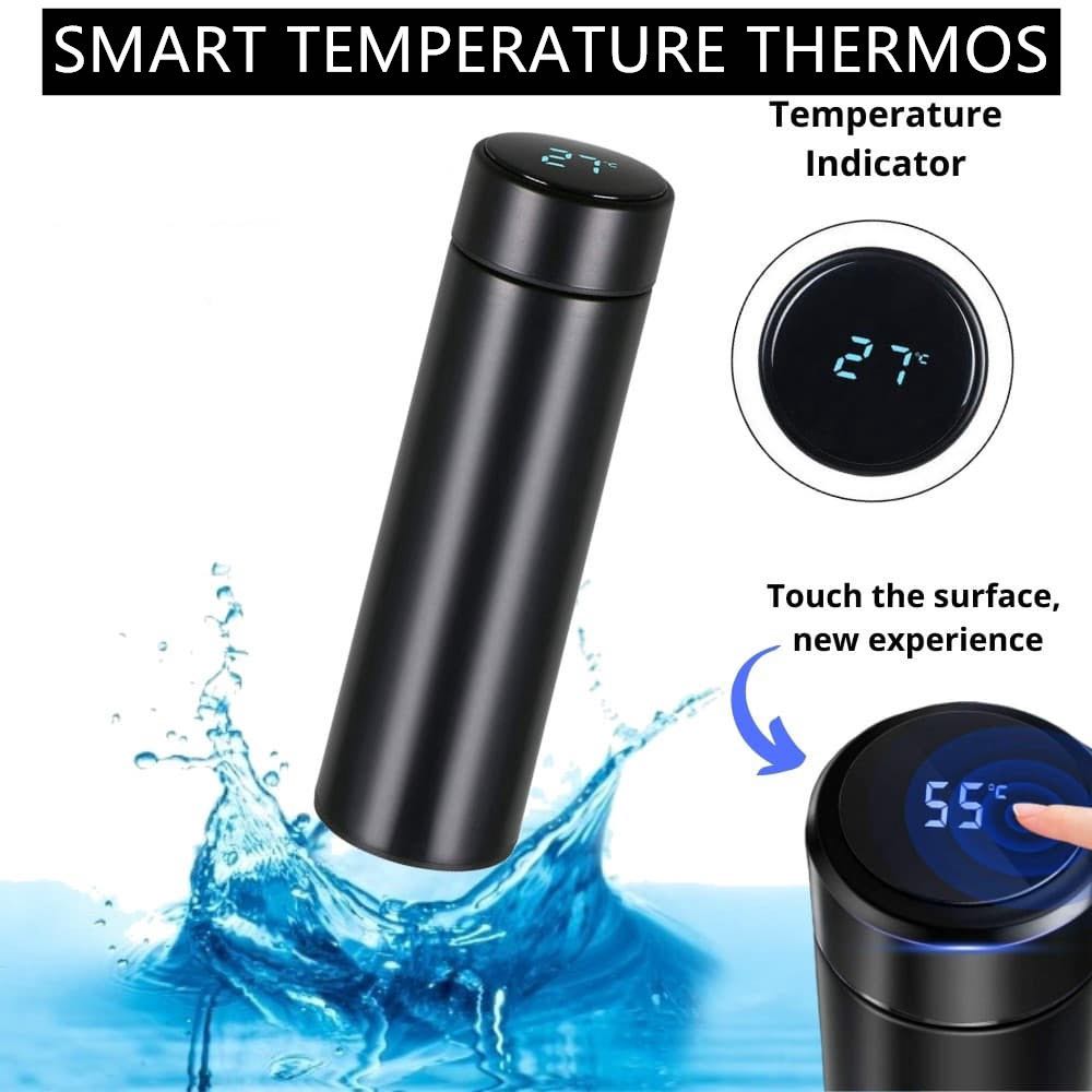 Temperature Display Vacuum Insulated Water Bottle 17oz,Thermo Flask Made of Premium Stainless Steel Coffee Cup,