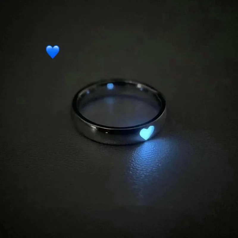 Luminous Glow In Dark Adjustable Love Heart Finger Couples Rings Jewelry Lover Gift