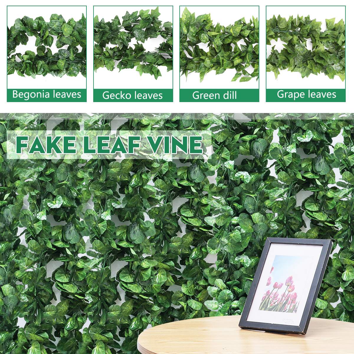 5pcs Artificial Grape Creeper Leaves Color Print Vine Garden Wall