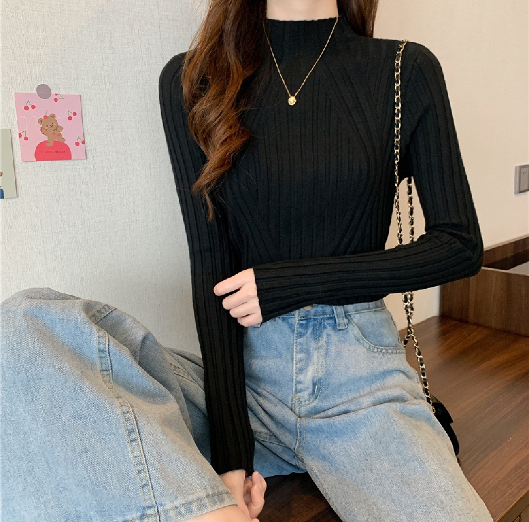 Women’s High Neck Knitted Sweater Pullover, Long Sleeve Autumn Winter Knitwear for Comfortable Fit