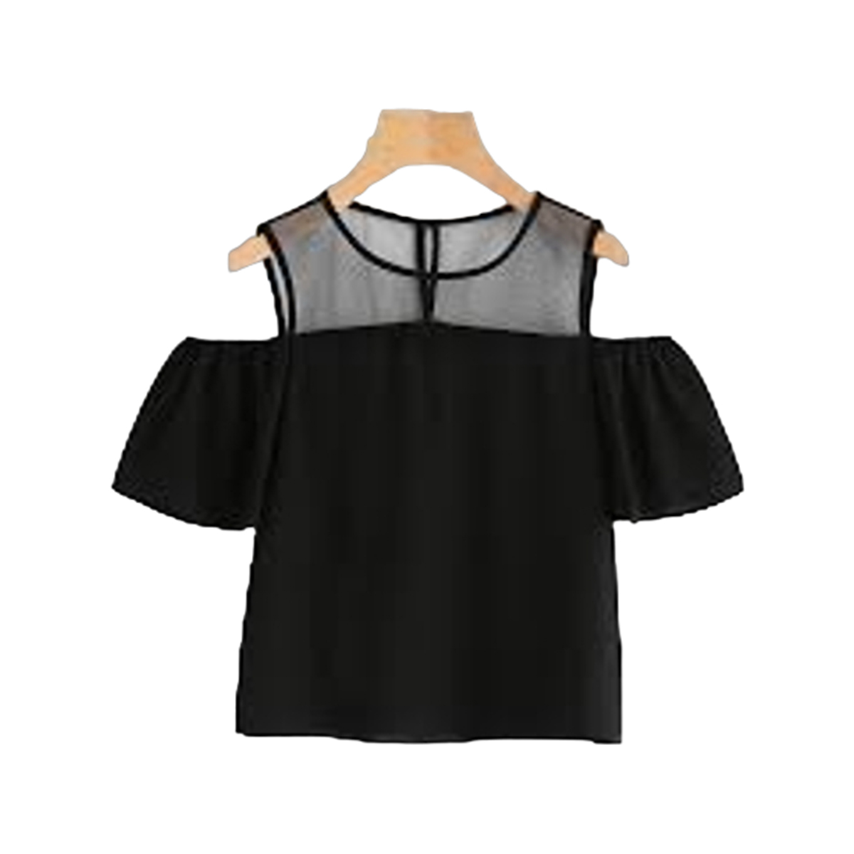 Girls Open Shoulder Mesh Panel Top – Cotton & Net Stylish Outfit | Trendy Kids Casual & Party Wear