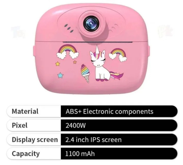 Instant Print Camera for Kids with Flipped Lens Zero Ink Kids Camera Digital Camera with 1 Rolls Print