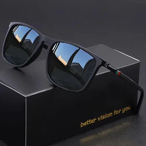 1pc Retro Square Polarized Glasses for Men and Women - Durable Plastic Frame, Anti-Reflective Gradient Lens, Adjustable Hinges, Ideal for Running and Outdoor Activities, Climbing Sports Eyewear