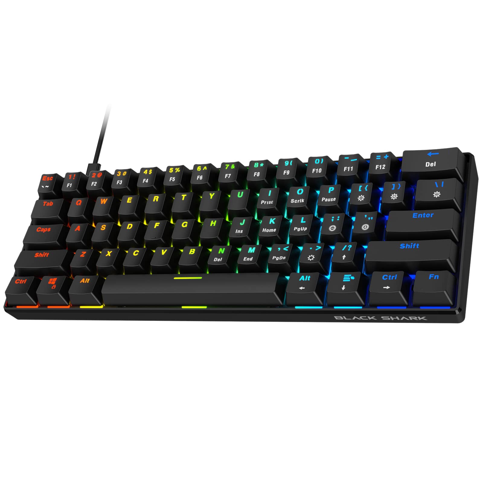 BLACK SHARK MECHANICAL KEYBOARD GAMING RGB BACKLIT WIRED PROGRAMMABLE SIXGILL K4 Blue Switch(Black)
