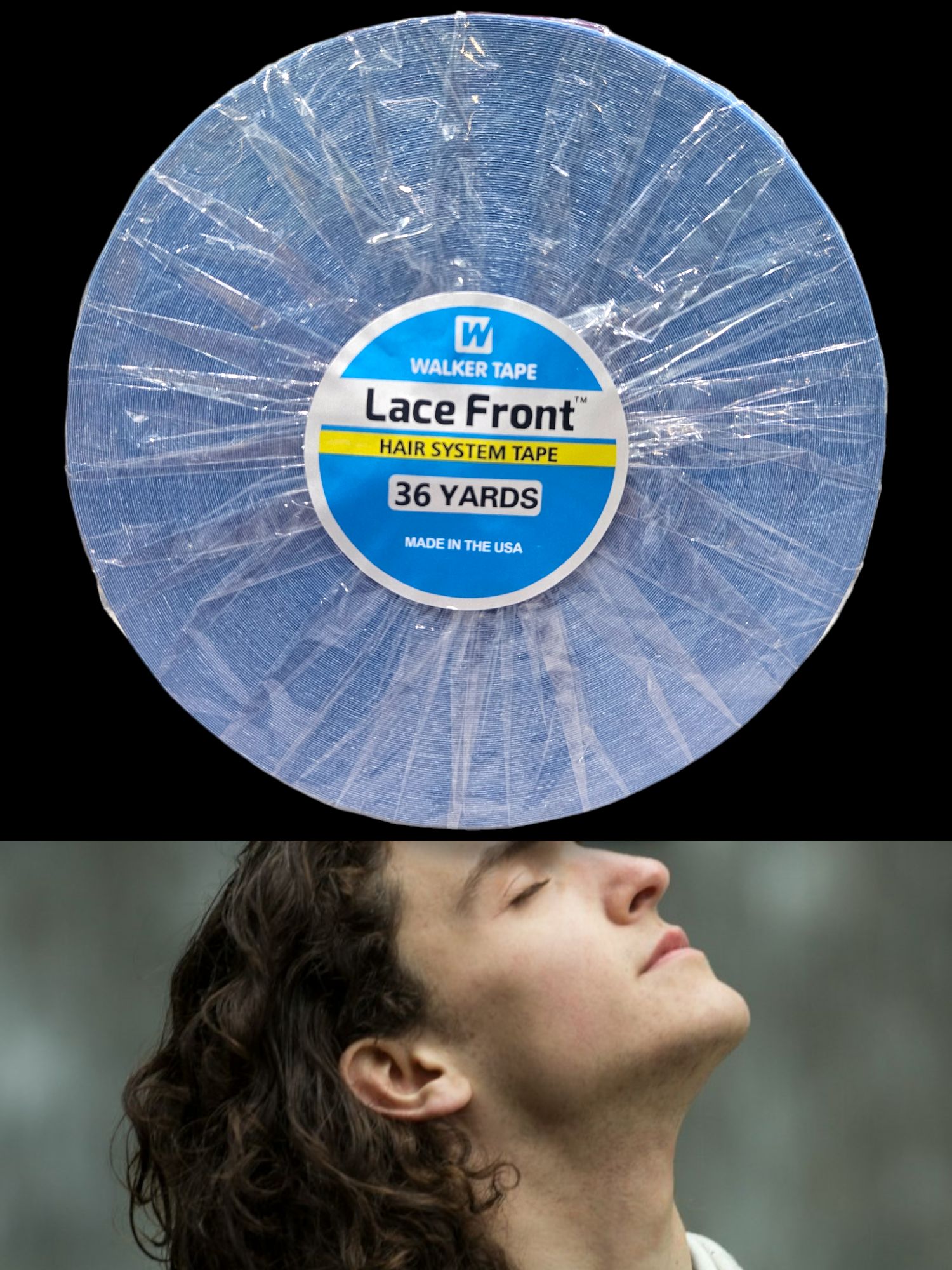 Walker Lace Front Support Tape Roll - No-Shine Blue Double-Sided Hair System Tape - 1 cm, 2 cm & 1 inch Widths, 3 to 36 Yards