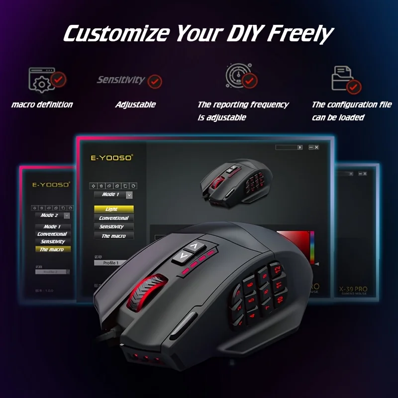 E-YOOSO X-39 Pro Wired RGB Gaming Mouse with 16400 DPI with 19 Programmable Buttons and Extra Fire Button 17 6d08bf88032b16a9834501fb8808e9aa