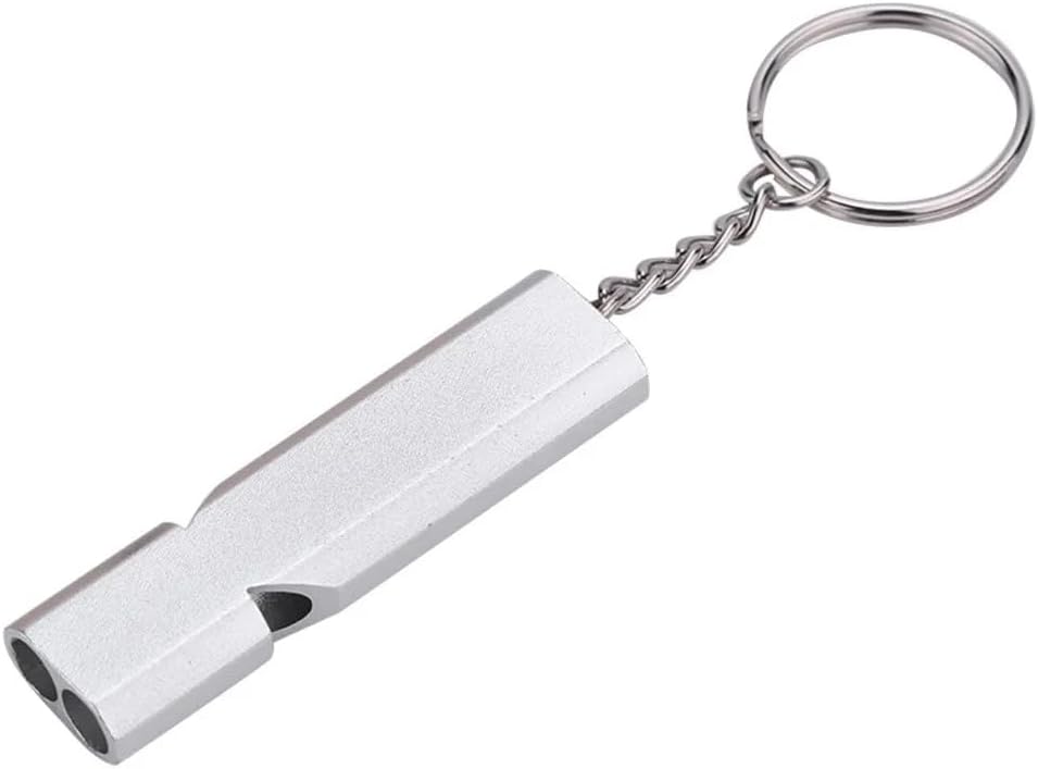 Aluminum Alloy Dual Frequency Emergency Survival Whistle | Dog Training Whistle | Double Tube Whistles | with Lanyard and Keychain | for Outdoor Camping, Hiking, Sports