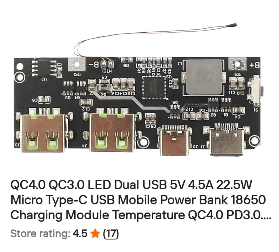 Power bank module  Type-C  22.5 watt 4amp fast charging module