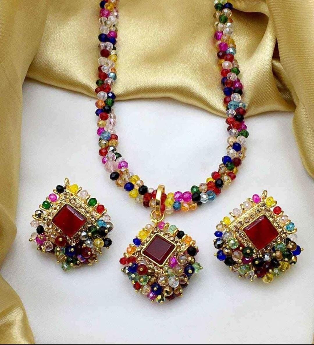 necklace for ladies jewellery crystal Moti Mala locket set | Daraz.pk