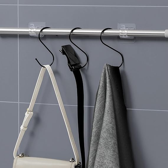 2 Pcs PVC Adhesive Transparent Curtain Rod Hooks – No Nails, No Drilling Required