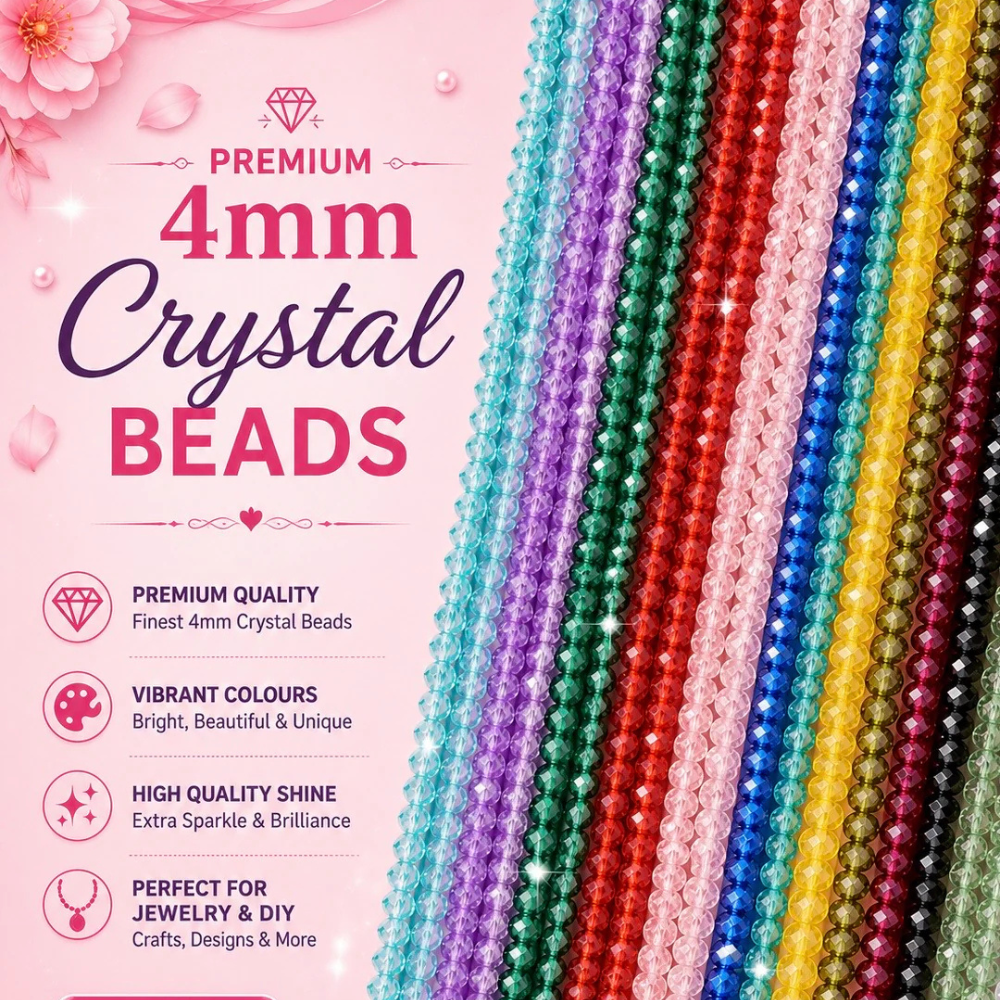 1500 Pcs 5 Colors 4mm Crystal Beads For Gajra Bracelet making Crystal 4mm Beads 5 colors random each 300 pcs Loreal gajra Bracelet Crystal Beads For Bracelet Making and Jewlery Making Beads & Jewellery Making By SAMS