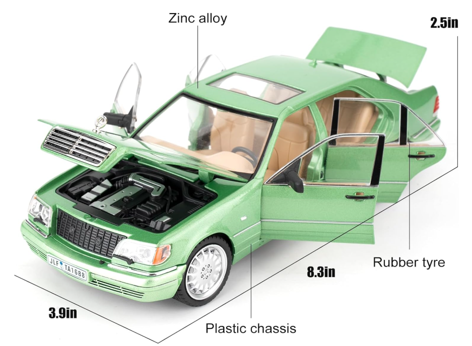 1:24 Scale Mercedes-Benz W140 320SEL Diecast Model Car – Premium Collectible with Detailed Interior & Opening Parts view 8