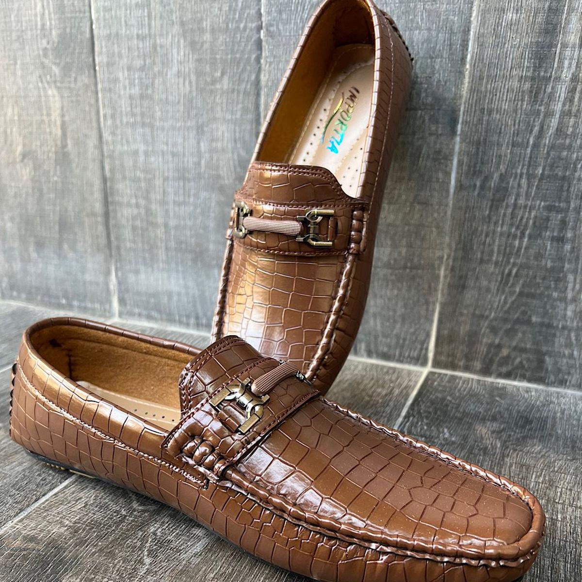 Brown Synthetic Leather Moccasin Shoes For Men