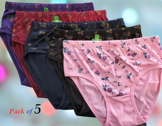 Pack of 5 Multi-Color Women's Cotton Panties, Soft & Durable