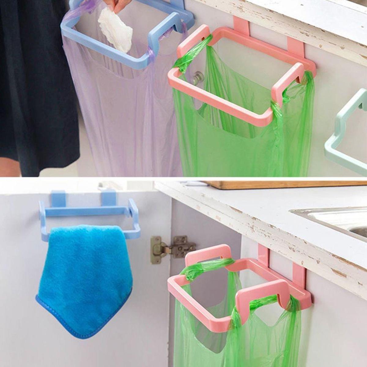 Discount Offer Cabinet Door Kitchen Gadgets Garbage Bag Shelf Kitchen Tools Rack Hanging Storage Trash Rack Kitchen Accessories Goods
