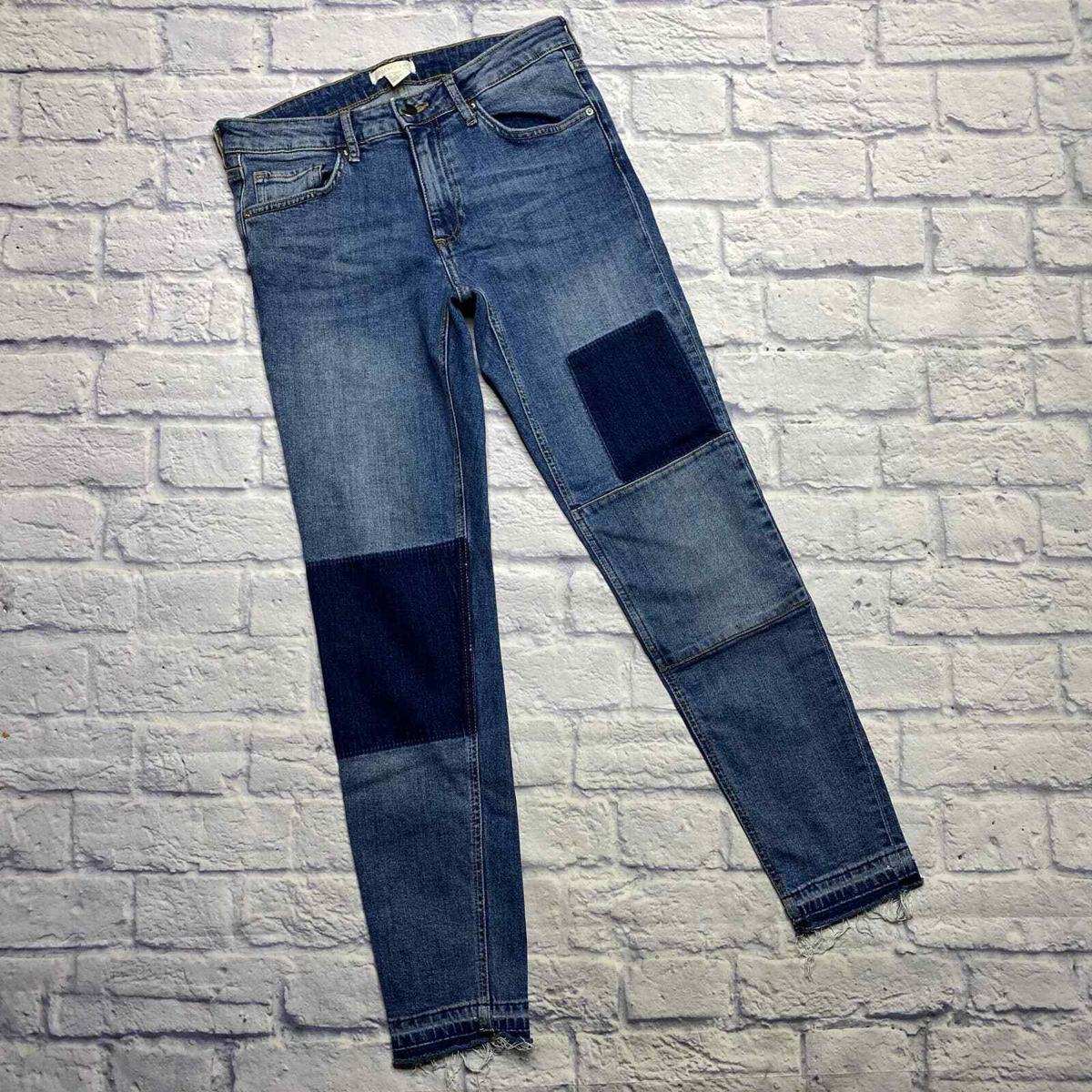 LEFTOVER SKINNY FIT PATCH-WORK RELEASED HEM WOMEN JEANS