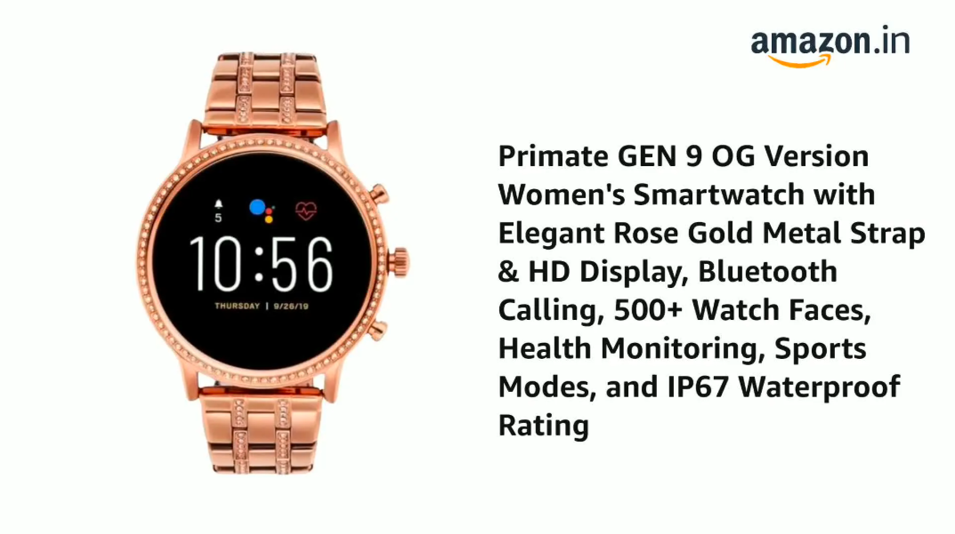 Smart Watch For Girls Gen9 – HD Display 1.3" Screen, Bluetooth Calling, Dual Straps (Rose Gold, Premium Design)