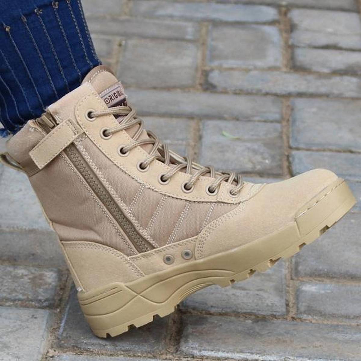 Brown Swat Leather Boots for Men