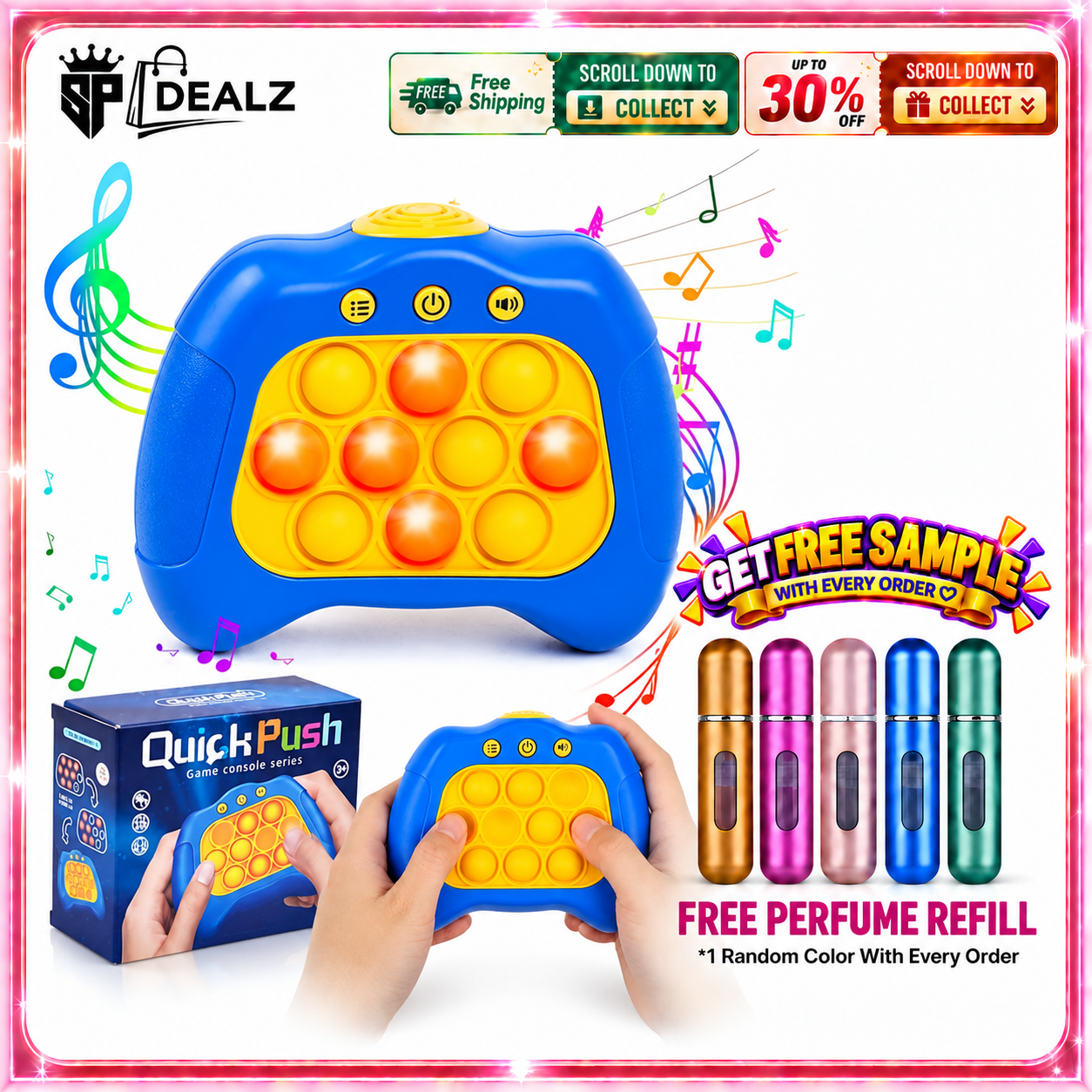SP Dealz Quick Push Game Console Toy for Kids – Interactive Push Bubble Fidget Game, Stress Relief & Sensory Toy for Boys & Girls Ages 3–10