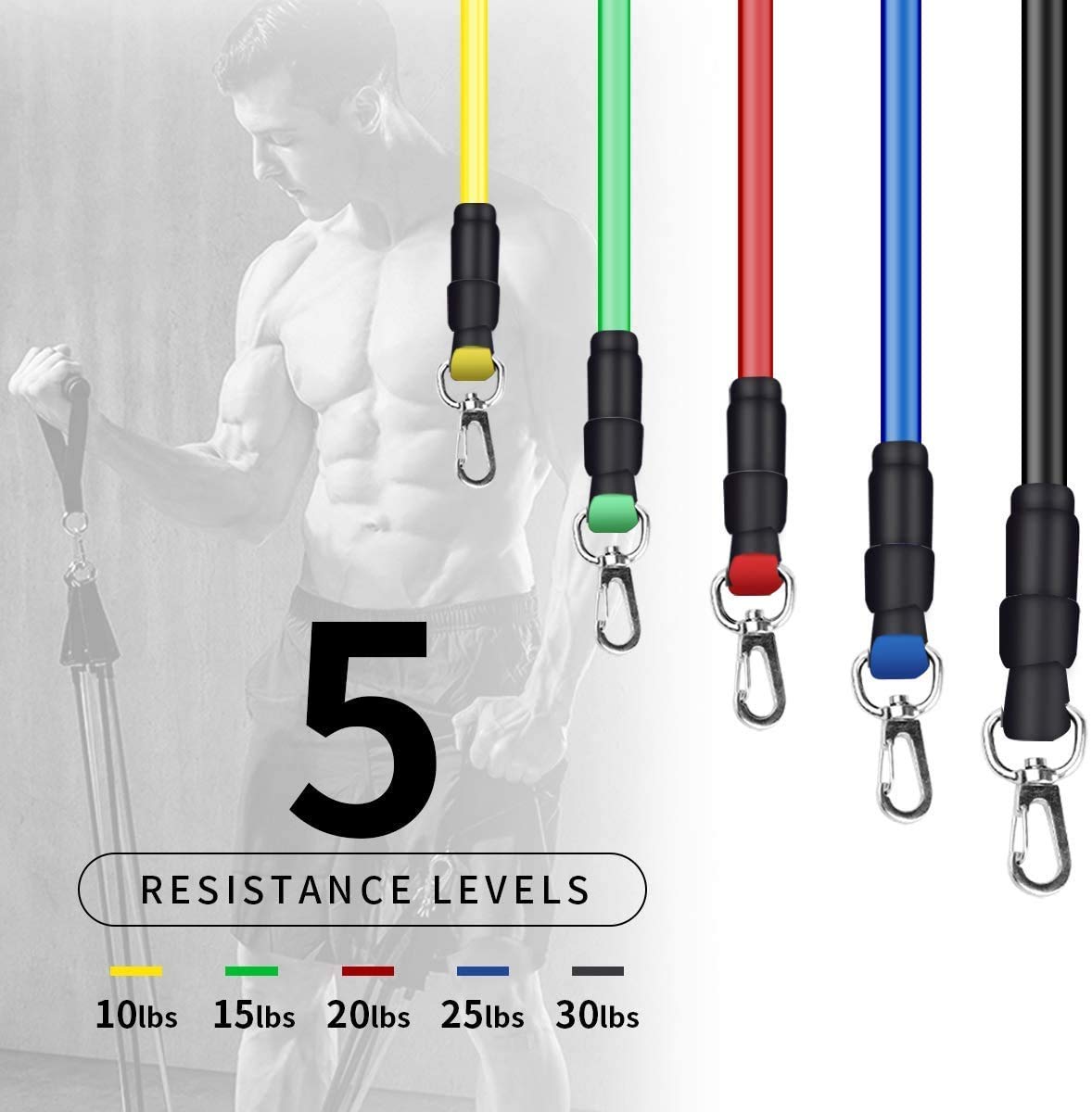 thumbnail image 2 of Walk At Home 7-Ring Adjustable Resistance Bands - Home Workout Equipment For Strength Training & Toning 2 of 13