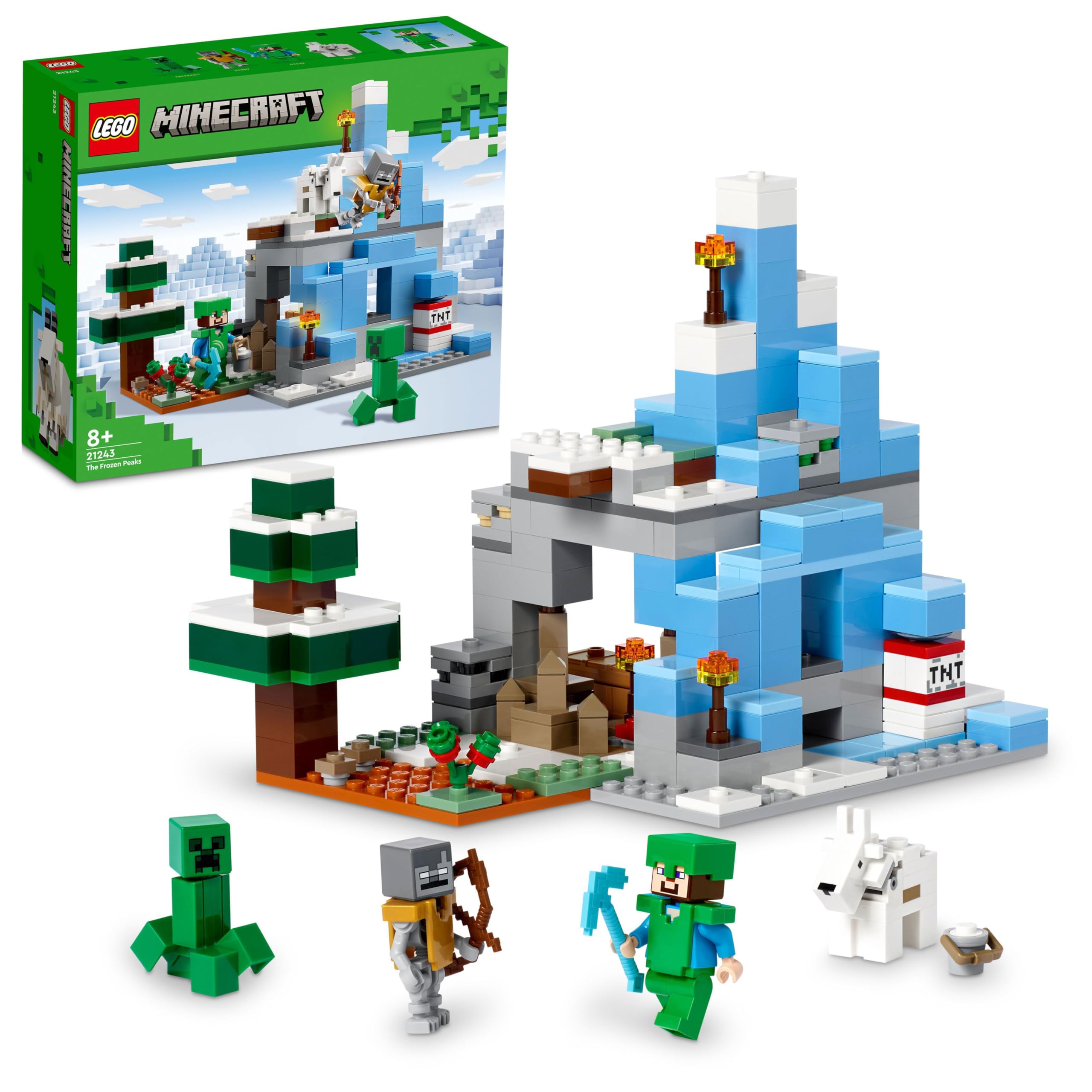 Children's Architect DIY Building Blocks Set | LEGO Minecraft Frozen Peaks Building Set, Ice Mountain Blocks Toy, Creeper Polar Bear Minifigures, 304 Pcs DIY LEGO Blocks Toy Model Kits for 10+ Year Old Boys & Girls or Adult Activity Games