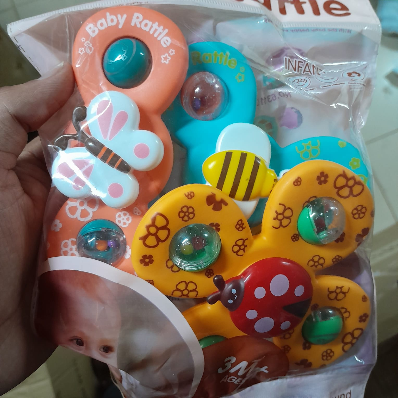 3pcs Baby Rattles Set with Suction Cup Spinner Toy for On-the-Go Fun deal for Travel, Dining Table, and Bathroom Use