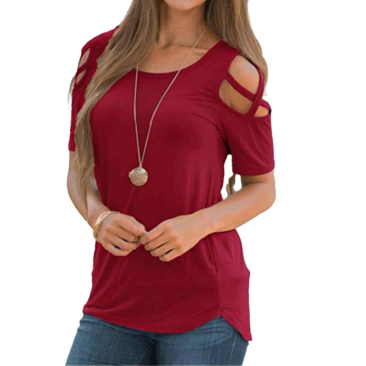 EXPORT Quality Cross Shoulder Ladies Shirt , t shirts for women, shirts for women, womens blouses, ladies t shirt, ladies black t shirts (Maroon)