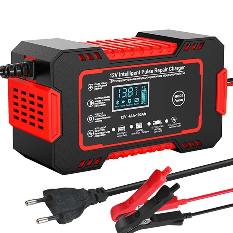Silk Road Traders 12V 6A Pulse Repair Car Battery Charger - Lead Acid Battery Intelligent Charger - Reverse Polarity Protection
