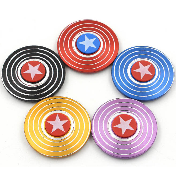 Random Character Marvel Fidget Spinner Vertigo Shield Stress Relief Toy Fidget American Captain Fingertip Gyro Shield Alloy Gyro Spinner Decompression Toy Fidget Spinner Hobbies For Adults- Red Captain America | Buy2Enjoy