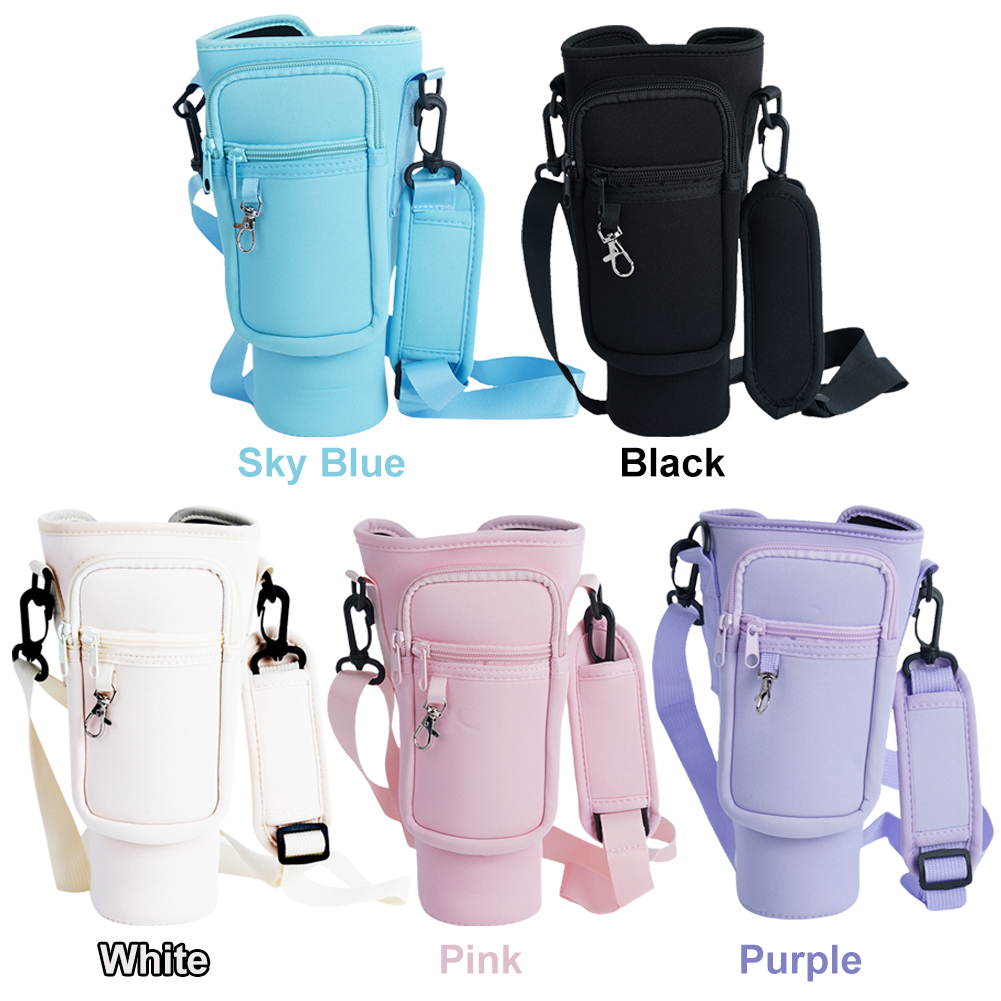 40Oz Water Bottle Carrier Bag With Phone Pocket For Stanley Quencher Cup With Handle Water Bottle Holder Pouch