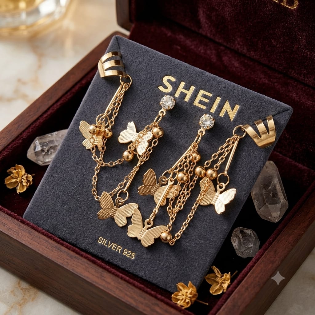 Pair newr Ear Cuff Butterfly Long Chain Pin Tassel Earrings For Girls & Women