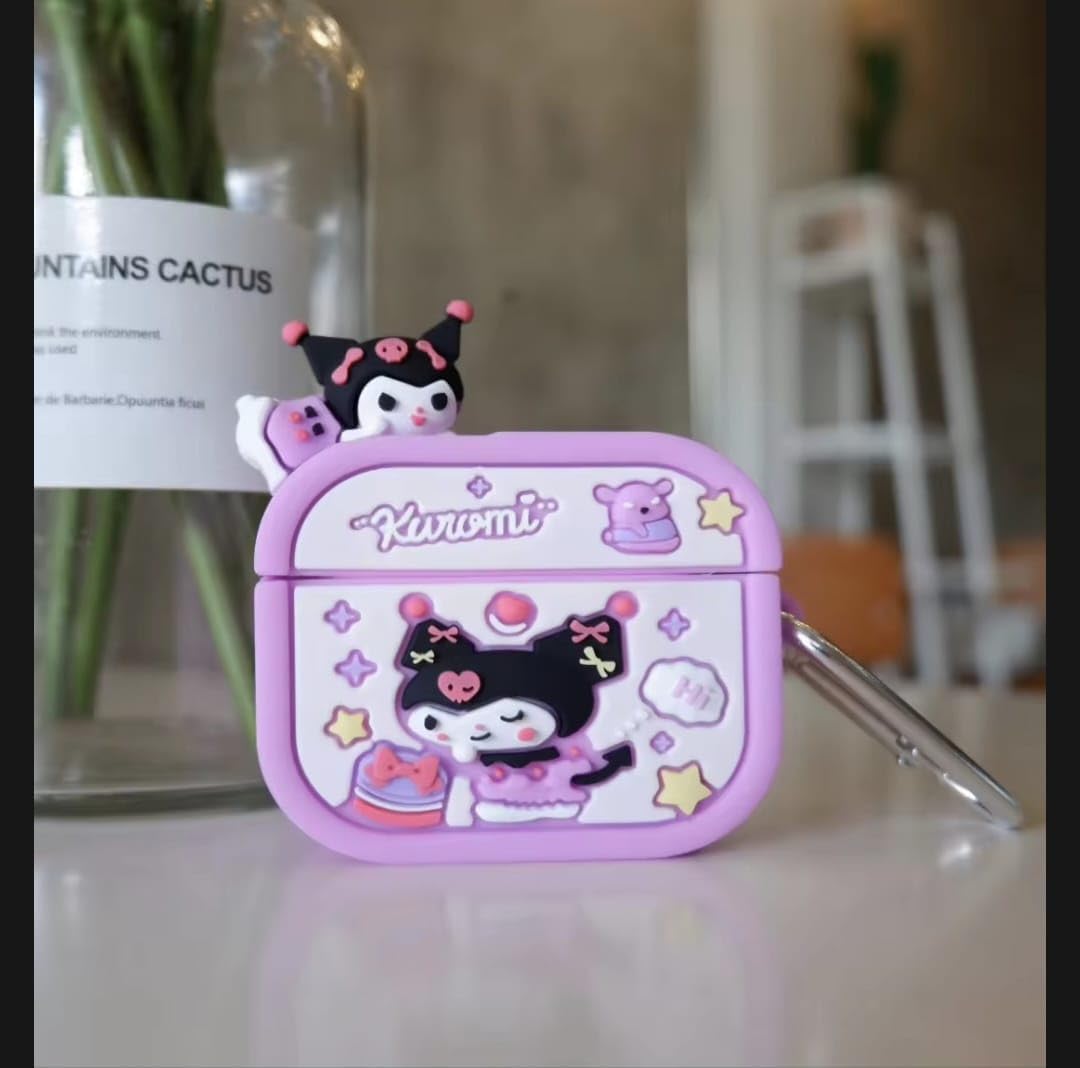 Cute Character 3D Silicone Protective Case Compatible for 𐤠irpods Pro 1 & 2 Case With Hook 𐤠irpods Protective Cover