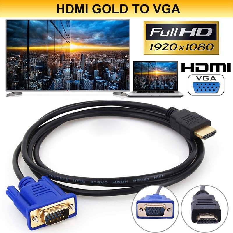 HDMI TO VGA 1.8M CABLE With Chip -  HDMI to VGA, Benfei Gold-Plated HDMI to VGA 1.8M Cable (Male to Male) for Computer, Desktop, Laptop, PC, Monitor, Projector, HDTV, Chromebook, Raspberry Pi, Roku, Xbox and More - Black | HDMI to VGA | HDMI TO VGA Cable