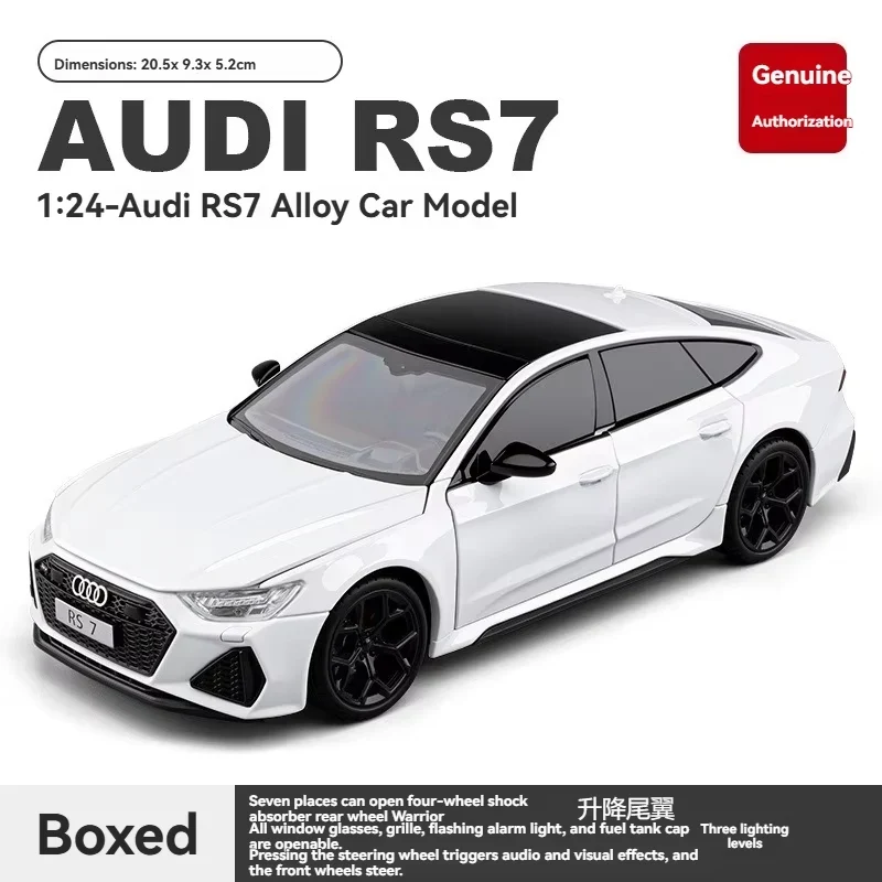 1:24 AUDI RS7 Coupe Alloy Sports Car Model Diecasts Metal Vehicles Car Model Sound and Light Simulation Collection Kids Toy Gifts