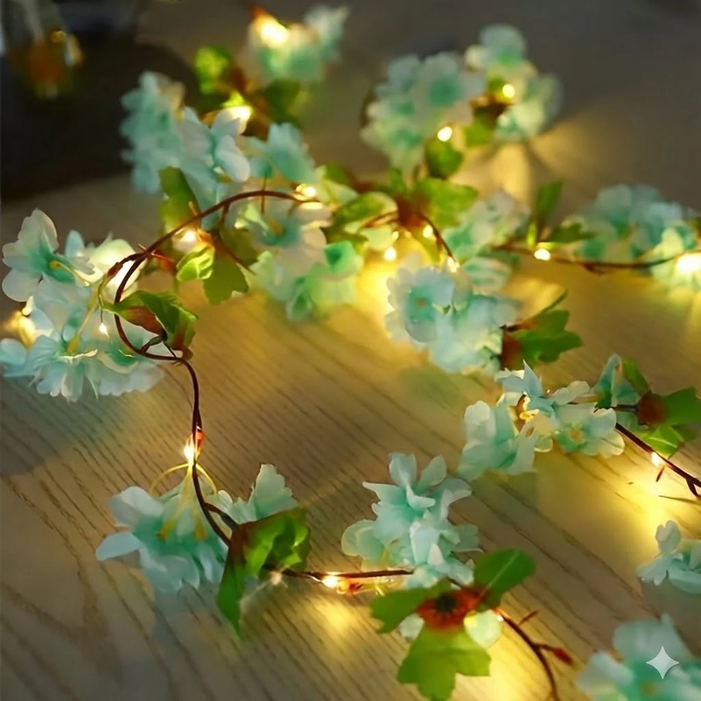 Led cherry flower string light - Home decoration led cherry flower bail light - Room weddings Decoration light