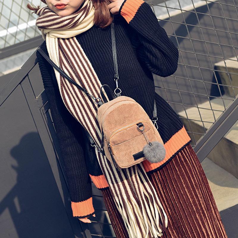 AmartD New Fashion Corduroy Stripe WomenBackpack Girs Shcool Bag for College Students Shoulder