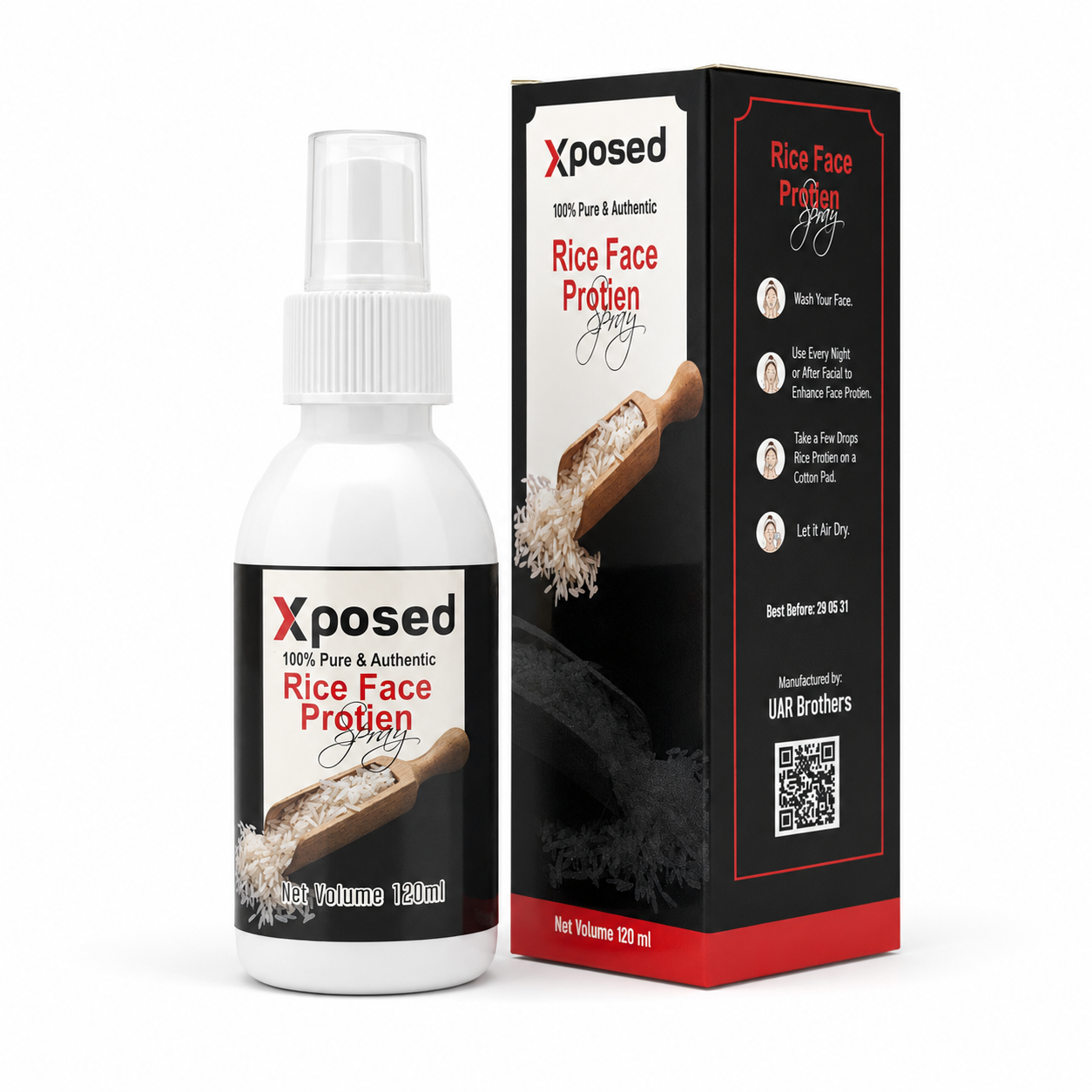 Xposed Rice Protein Spray 120ml – Rice-Powered Face Mist for Hydrated, Glowing & Healthy Skin