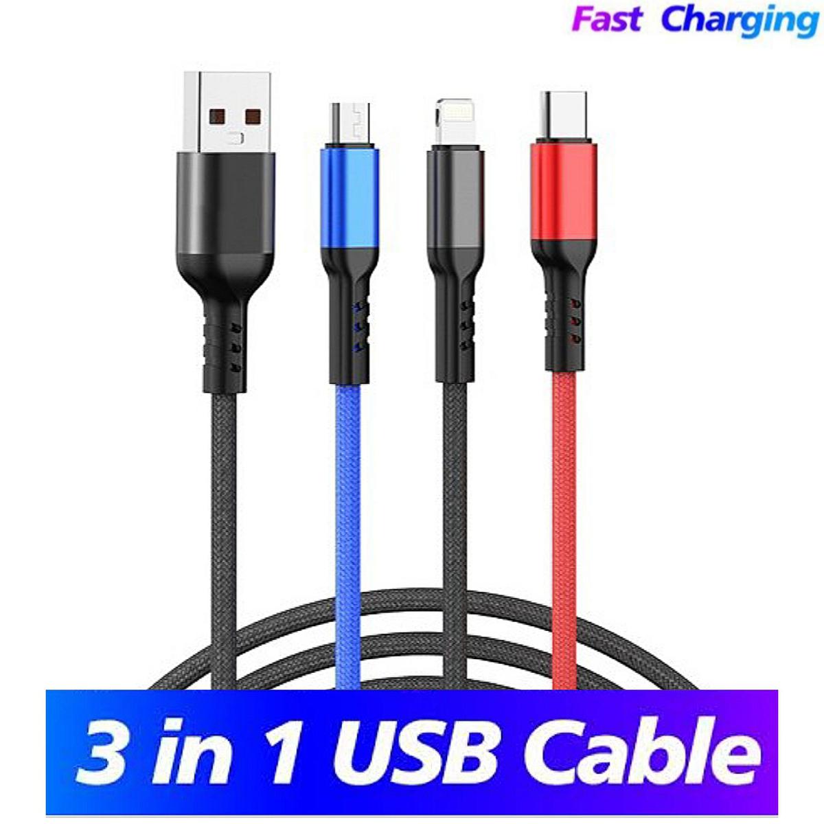 Universal USB 3 in 1 Cable Multi Function Cell Phone Charger 3 in 1 Multi  Charging USB Cable for Android Phone  - Multicolor: Buy Online at  Best Prices in Pakistan 