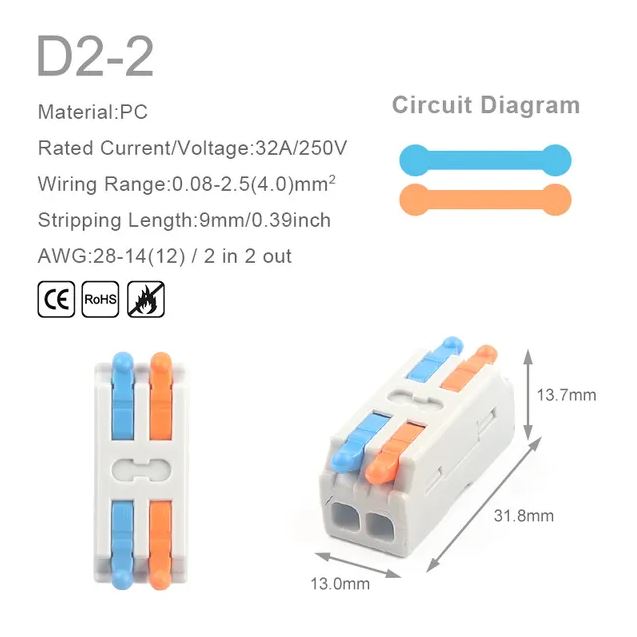 1 in multiple out Quick Wiring Connector Universal Splitter wiring cable Push-in Can Combined