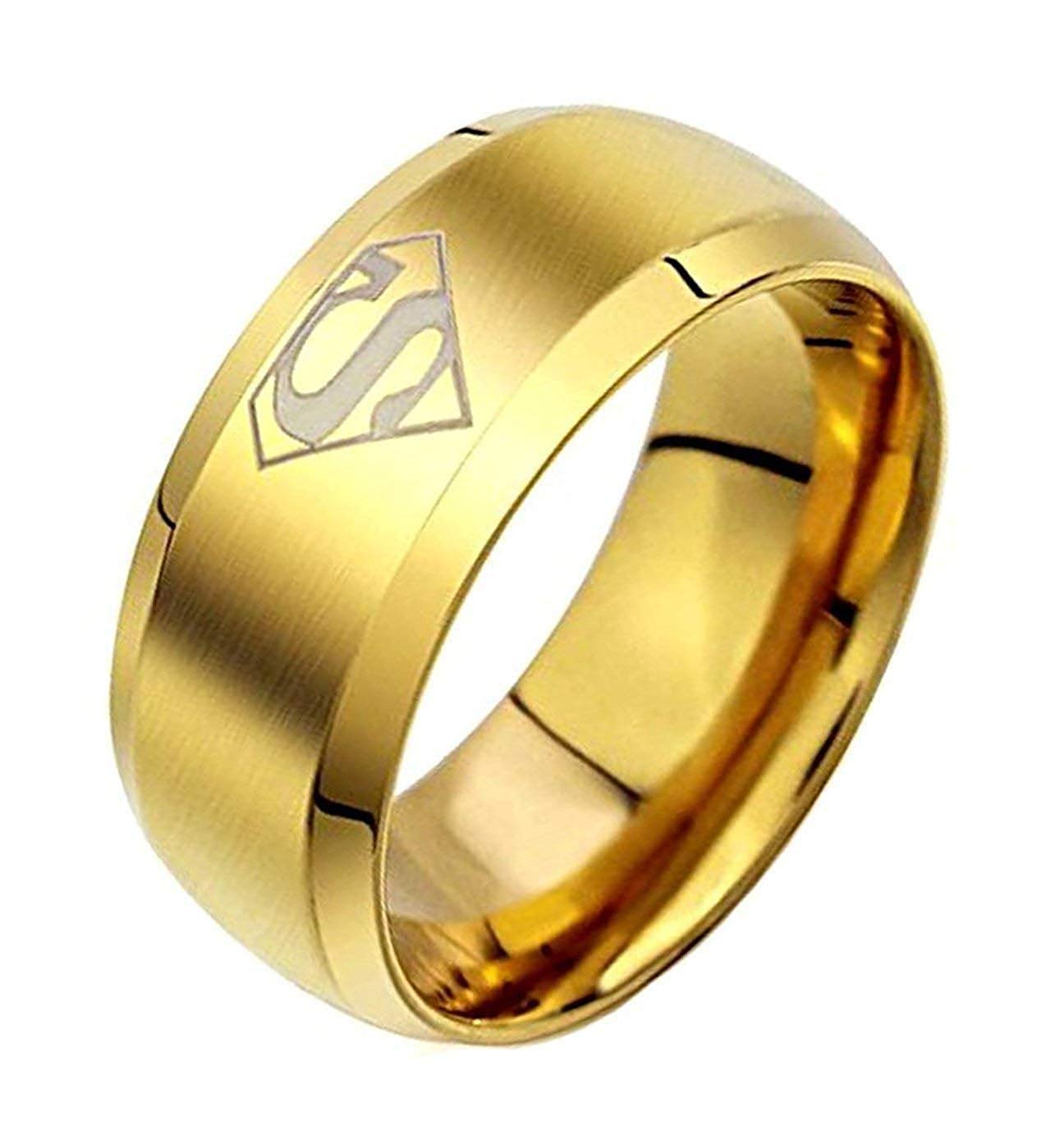 Black, Silver and Golden Superman Logo Stainless Titanium Ring For Men And Boys