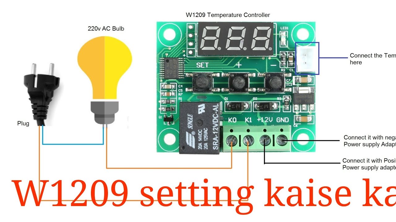W1209 Temperature Controller DC 12V LED Display Red Digital Thermostat Module with Waterproof NTC Probe egg icubator