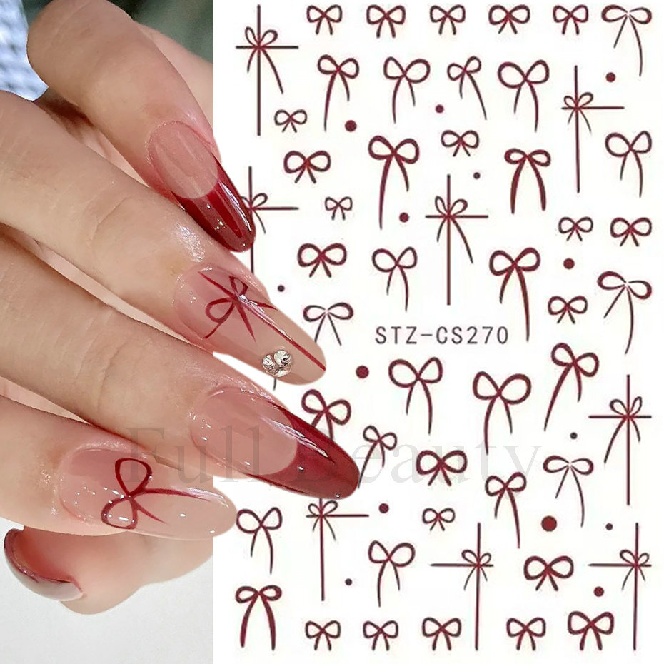 Nail Sticker Glue Bowknot nails sticker Black and Red color, Nails Decoration Sticker, (Nail Art)