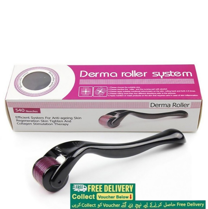Derma Roller 0.5mm Hair & Skin System with 540 Micro Needle for Hair Growth Skin Care Beauty Tool for Anti-Aging Skin Repair, Anti Wrinkles Stretch, and Acne Scars Removal for Men and Women