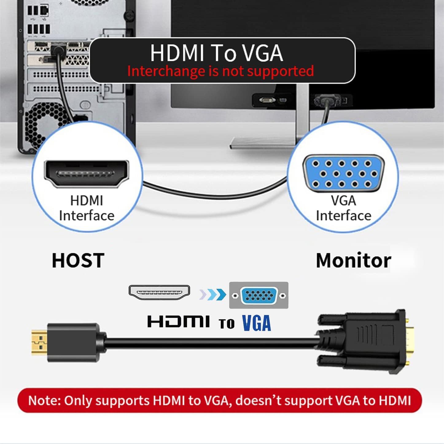 HDMI TO VGA CABLE 1.8M