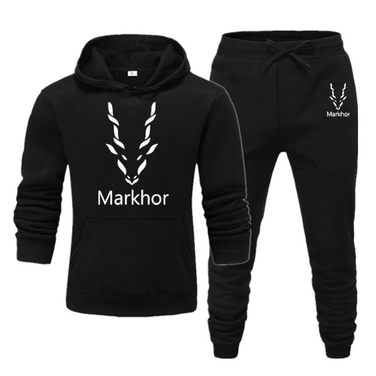 Markhor Printed Fleece Winter Tracksuit Hoodie and Trouser for Men