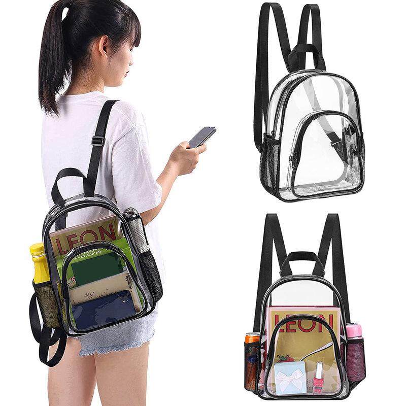 PVC Transparent Backpack Clear Small Backpack Durable Backpack Portable Lightweight Mini Clear Bag Lightweight PVC Transparent Backpack for Work School Fashion Clear Small Backpack for Sports Event Da...