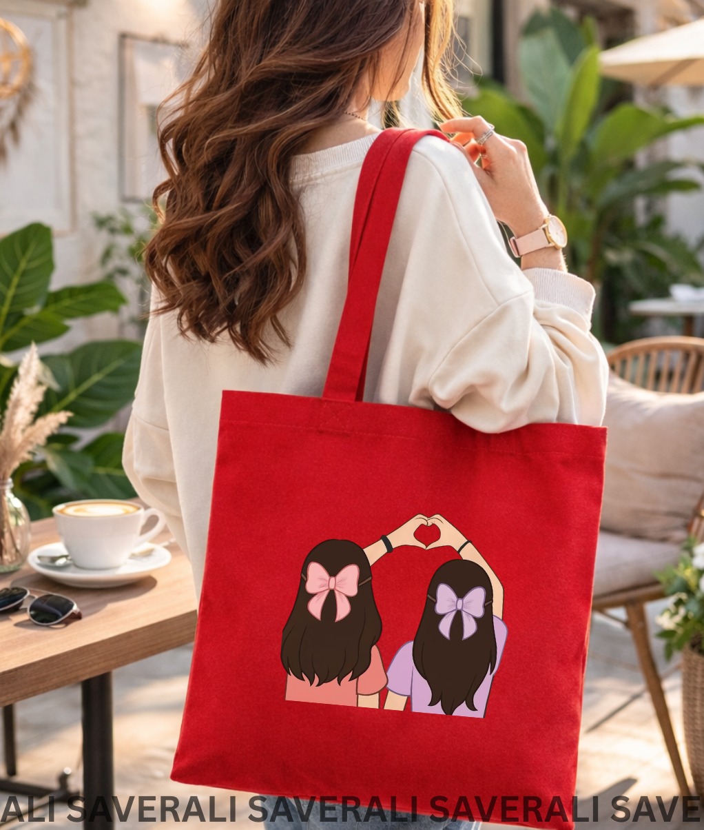 Floral Printed Black Canvas Tote for Her